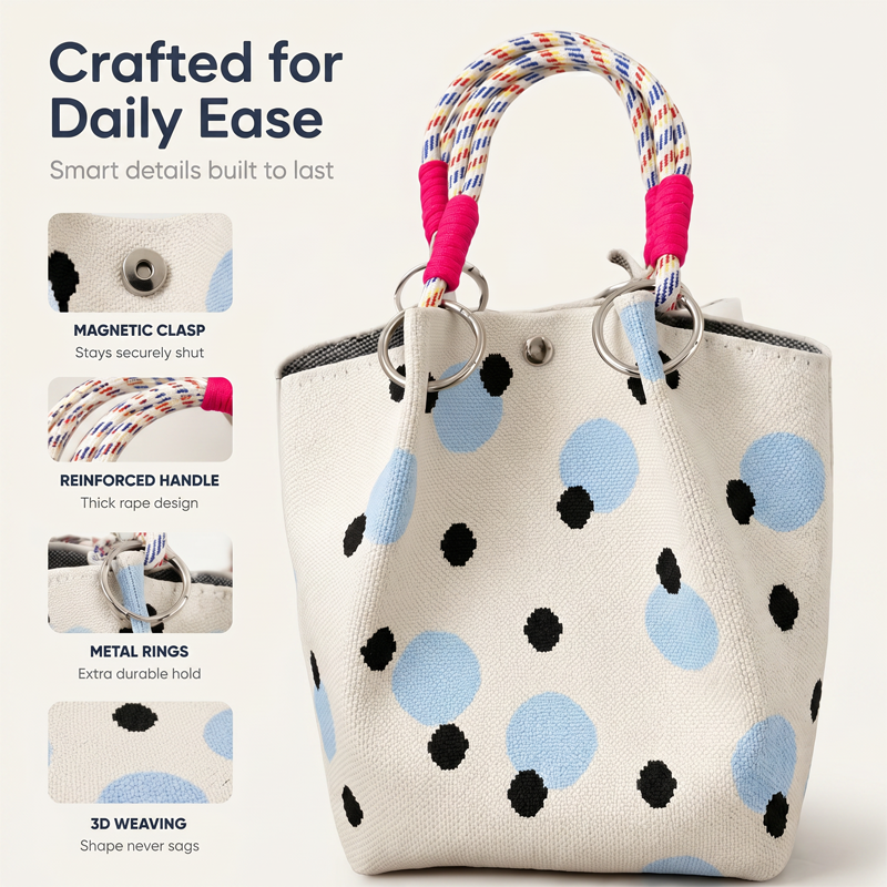 👜 LIMITED-TIME 50% OFF! 💥 Cute Polka Dot Handbag for Women – Classic Dot Print, Roomy, Everyday Chic ✨