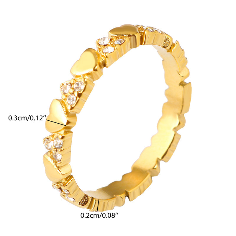 📢📢50% OFF !! ⏰ Women's Elegant Heart Eternity Ring – Micro-Paved Zircons, Stainless Steel, Stackable ✨