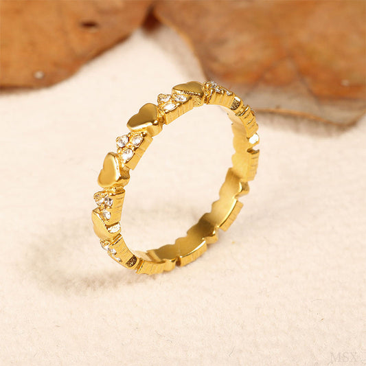 📢📢50% OFF !! ⏰ Women's Elegant Heart Eternity Ring – Micro-Paved Zircons, Stainless Steel, Stackable ✨
