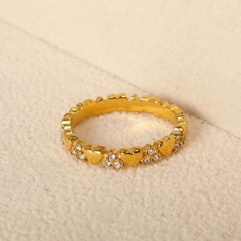 📢📢50% OFF !! ⏰ Women's Elegant Heart Eternity Ring – Micro-Paved Zircons, Stainless Steel, Stackable ✨