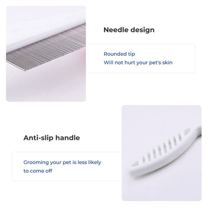 🐾  Buy 1 Get 1 FREE! 🛁 Multifunctional Pet Grooming Comb – Tear Stain & Flea Removal with Fine Stainless Steel Needles ✨