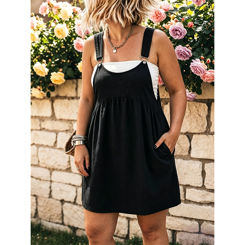 👗 LIMITED-TIME 50% OFF! 💥 Women's Casual Overall Pinafore Dress – Faux Denim, Loose Fit, Versatile ✨