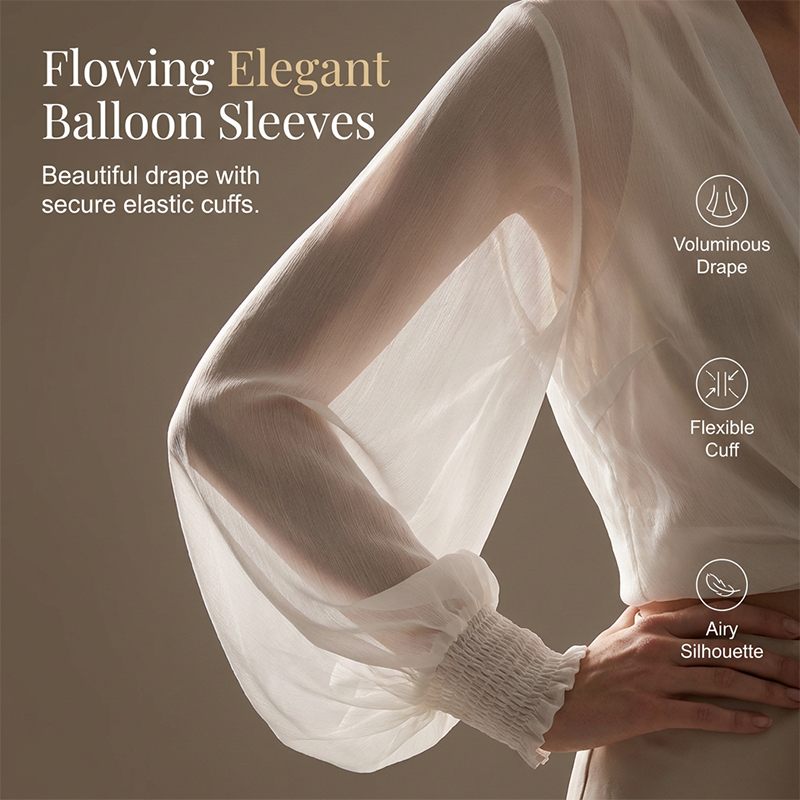 🧥 LIMITED-TIME 50% OFF! 💥 Women's Lightweight Chiffon Tie-Front Cardigan – Balloon Sleeves, Sheer, Layering ✨