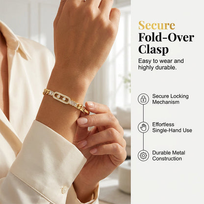 Women's Gold-Tone Cubic Zirconia Chain Bracelet