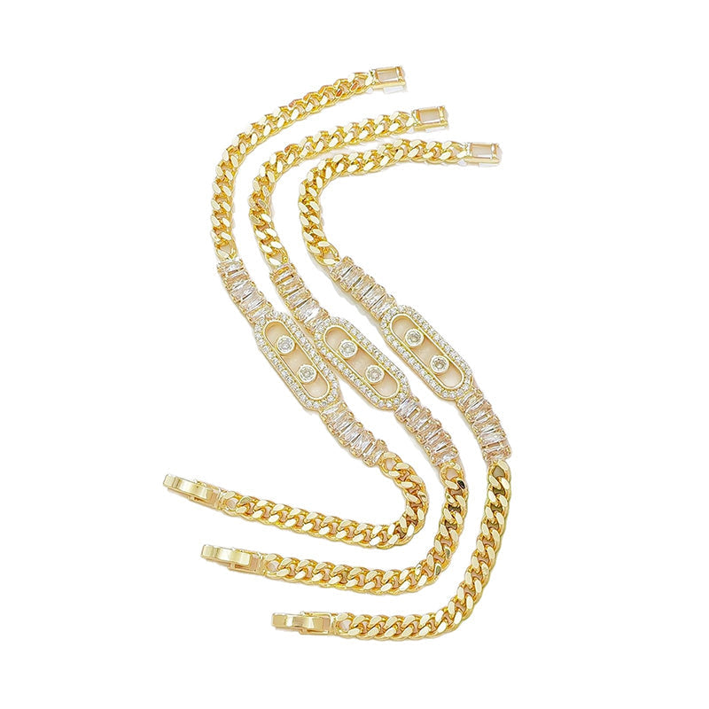 Women's Gold-Tone Cubic Zirconia Chain Bracelet