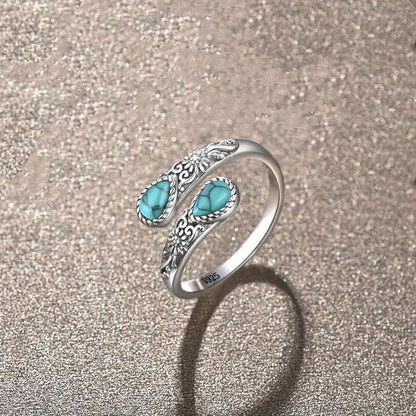 📢📢50% OFF !! ⏰Vintage Adjustable Open Ring with Teardrop Glowing Zircon