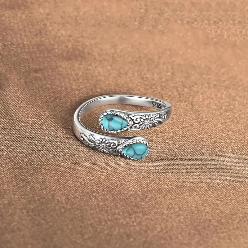 📢📢50% OFF !! ⏰Vintage Adjustable Open Ring with Teardrop Glowing Zircon
