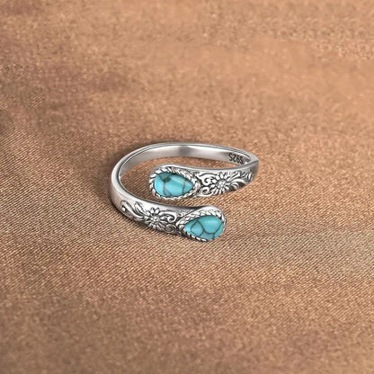 📢📢50% OFF !! ⏰Vintage Adjustable Open Ring with Teardrop Glowing Zircon