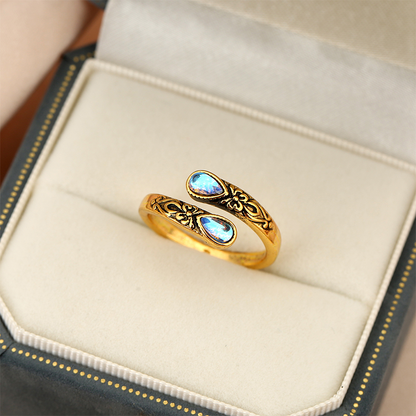 📢📢50% OFF !! ⏰Vintage Adjustable Open Ring with Teardrop Glowing Zircon