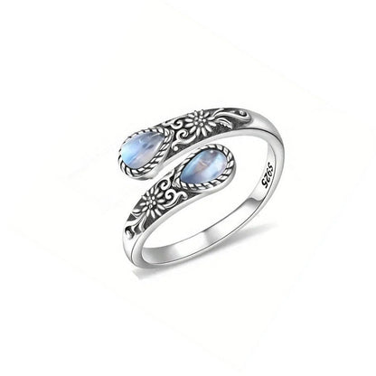 📢📢50% OFF !! ⏰Vintage Adjustable Open Ring with Teardrop Glowing Zircon
