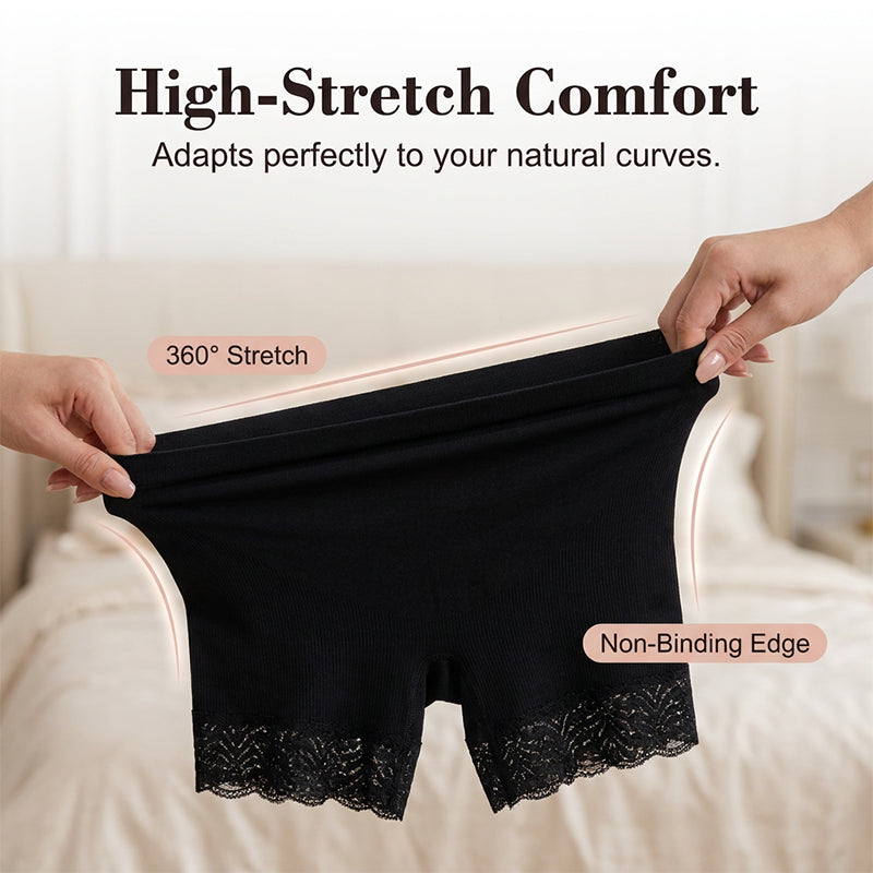 👙 BUY 1 GET 1 FREE! ✨ Women's High Waist Safety Shorts – Lace Trim, Tummy Control, Anti-Chafing 🌸