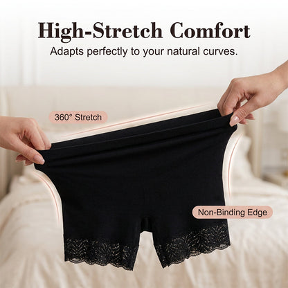 👙 BUY 1 GET 1 FREE! ✨ Women's High Waist Safety Shorts – Lace Trim, Tummy Control, Anti-Chafing 🌸
