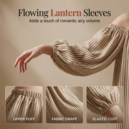 👗 LIMITED-TIME 50% OFF! ✨ Women's Off-Shoulder Maxi Dress – Lantern Sleeves, Relaxed Fit, Side Pockets 🌸