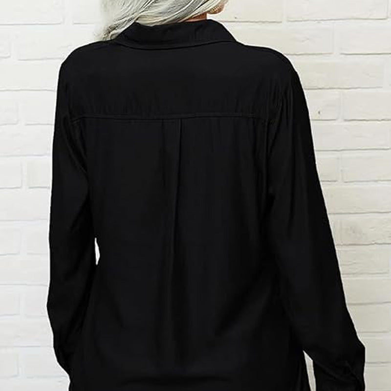 👔 PROMO LIMITÉE -50% ! ✨ Chemise Femme Unie à Revers – Col Classique, Poches Poitrine, Coupe Ample, 6 Coloris, Tailles S-2XL 🌿
