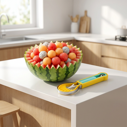 🥄 Multi-Functional Fruit Melon Baller Scoop Set – Stainless steel, non-slip grip & versatile – Perfect for fruits, veggies & creative plating ✨