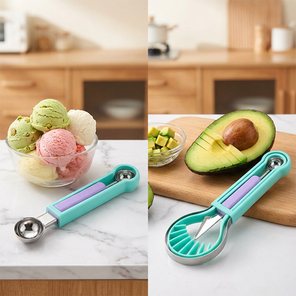 🥄 Multi-Functional Fruit Melon Baller Scoop Set – Stainless steel, non-slip grip & versatile – Perfect for fruits, veggies & creative plating ✨