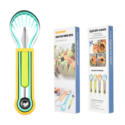 🥄 Multi-Functional Fruit Melon Baller Scoop Set – Stainless steel, non-slip grip & versatile – Perfect for fruits, veggies & creative plating ✨