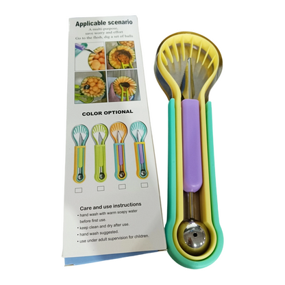 🥄 Multi-Functional Fruit Melon Baller Scoop Set – Stainless steel, non-slip grip & versatile – Perfect for fruits, veggies & creative plating ✨