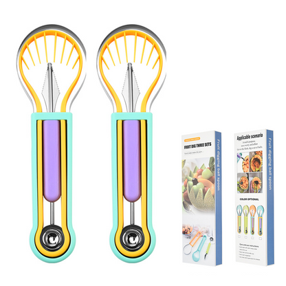 🥄 Multi-Functional Fruit Melon Baller Scoop Set – Stainless steel, non-slip grip & versatile – Perfect for fruits, veggies & creative plating ✨