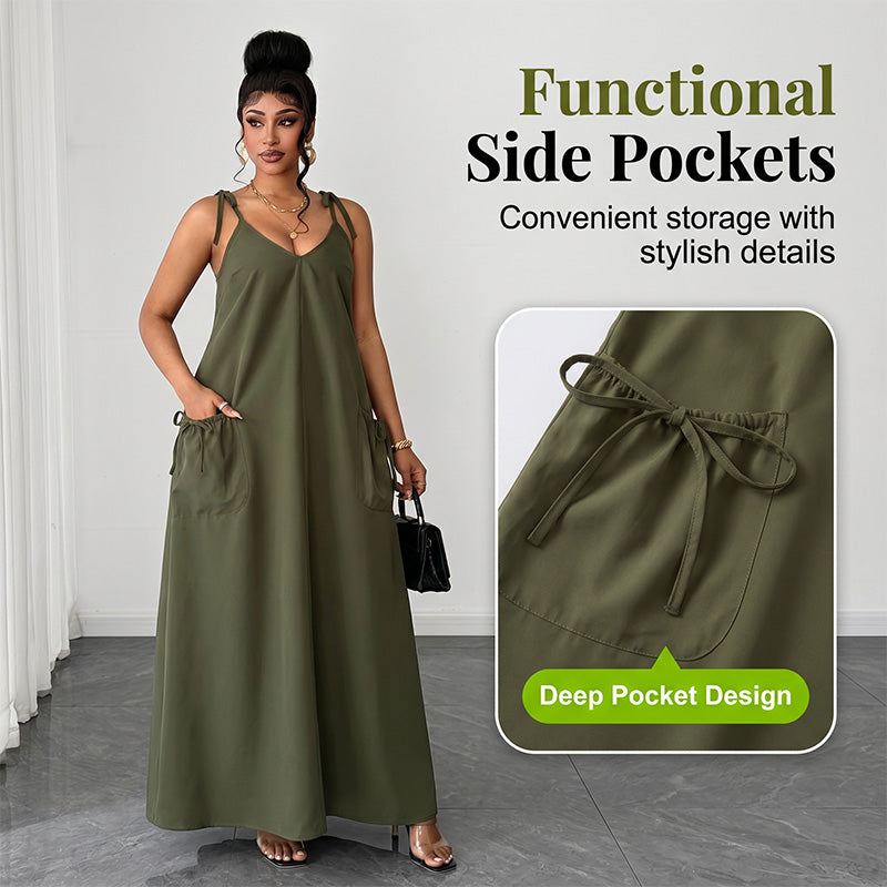 🎉 2026 Sale — Over 50,000 Sold!💞Elegant Maxi Dress –Adjustable Straps, Side Pockets 🌸