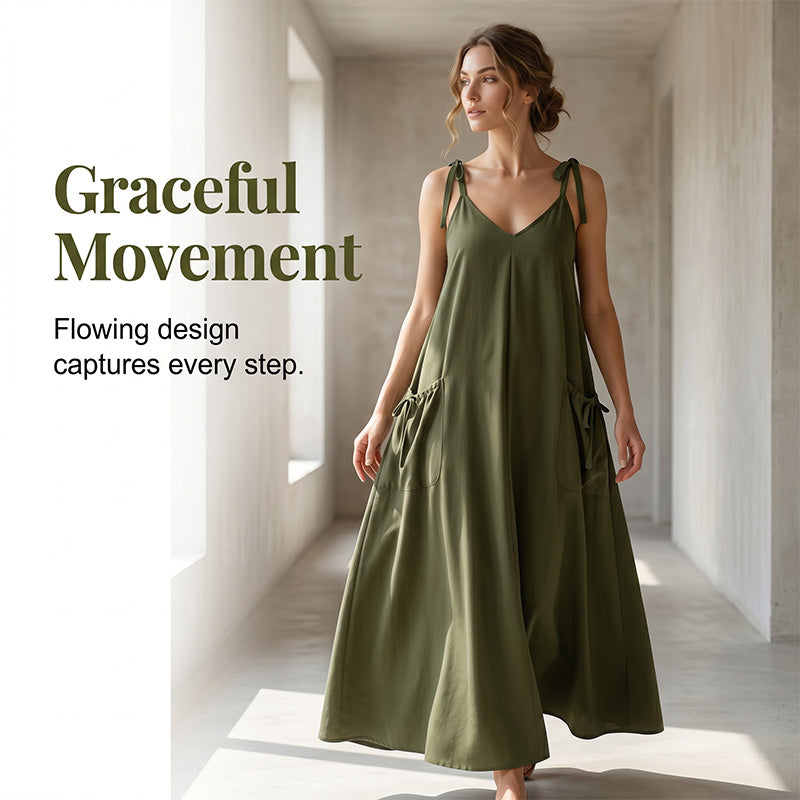 🎉 2026 Sale — Over 50,000 Sold!💞Elegant Maxi Dress –Adjustable Straps, Side Pockets 🌸