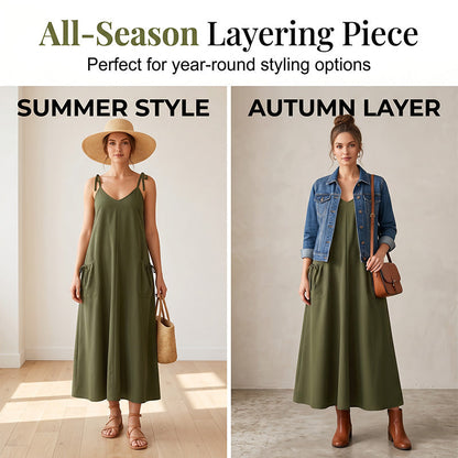 🎉 2026 Sale — Over 50,000 Sold!💞Elegant Maxi Dress –Adjustable Straps, Side Pockets 🌸