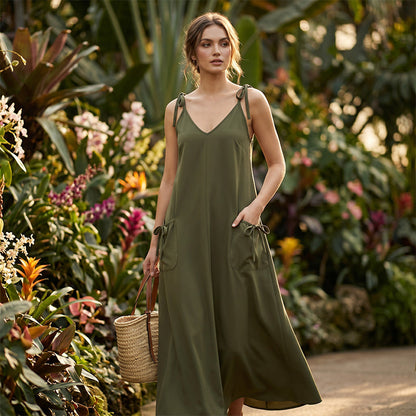 🎉 2026 Sale — Over 50,000 Sold!💞Elegant Maxi Dress –Adjustable Straps, Side Pockets 🌸