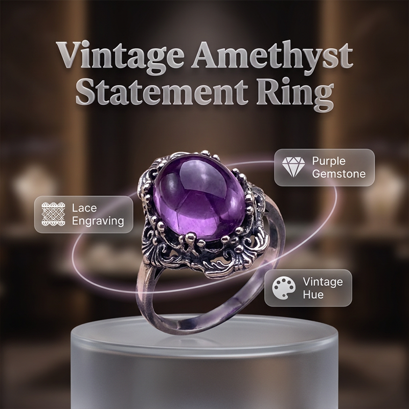 📢📢50% OFF !! ⏰Vintage Lace Amethyst Ring