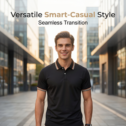 🎉 2026 Sale — Over 36,000 Sold! 👔 Men Fashion Contrast Lapel Quick Drying Short Sleeve T-Shirt – Sharp & Breathable 🌊