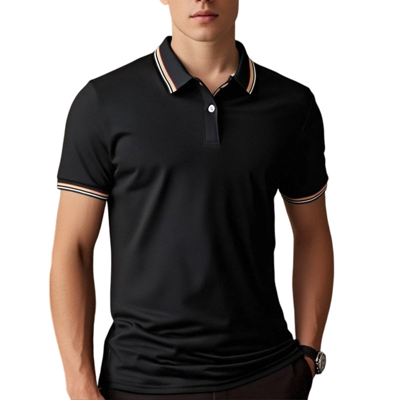 🎉 2026 Sale — Over 36,000 Sold! 👔 Men Fashion Contrast Lapel Quick Drying Short Sleeve T-Shirt – Sharp & Breathable 🌊