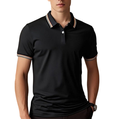 🎉 2026 Sale — Over 36,000 Sold! 👔 Men Fashion Contrast Lapel Quick Drying Short Sleeve T-Shirt – Sharp & Breathable 🌊