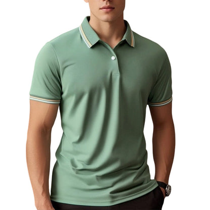 🎉 2026 Sale — Over 36,000 Sold! 👔 Men Fashion Contrast Lapel Quick Drying Short Sleeve T-Shirt – Sharp & Breathable 🌊
