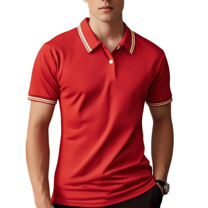 🎉 2026 Sale — Over 36,000 Sold! 👔 Men Fashion Contrast Lapel Quick Drying Short Sleeve T-Shirt – Sharp & Breathable 🌊
