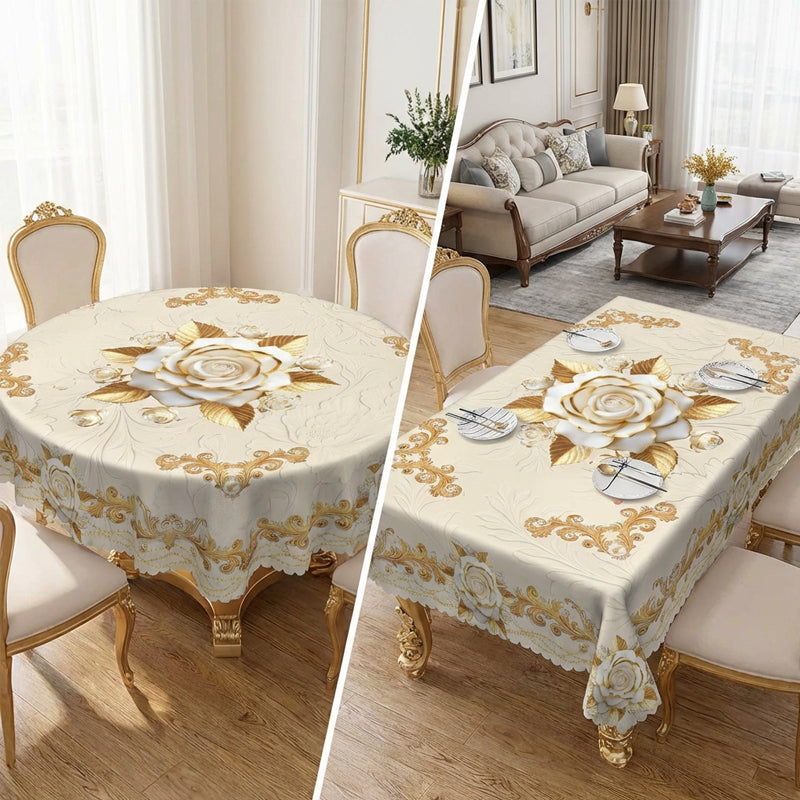 🎉 2026 Sale — Over 58,000 Sold!🌹Waterproof Gold Rose Tablecloth – Embossed Effect, Stain-Resistant, Elegant ✨