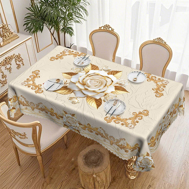 🎉 2026 Sale — Over 58,000 Sold!🌹Waterproof Gold Rose Tablecloth – Embossed Effect, Stain-Resistant, Elegant ✨