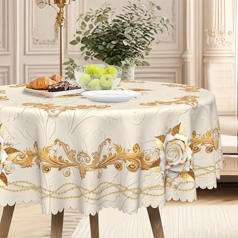 🎉 2026 Sale — Over 58,000 Sold!🌹Waterproof Gold Rose Tablecloth – Embossed Effect, Stain-Resistant, Elegant ✨