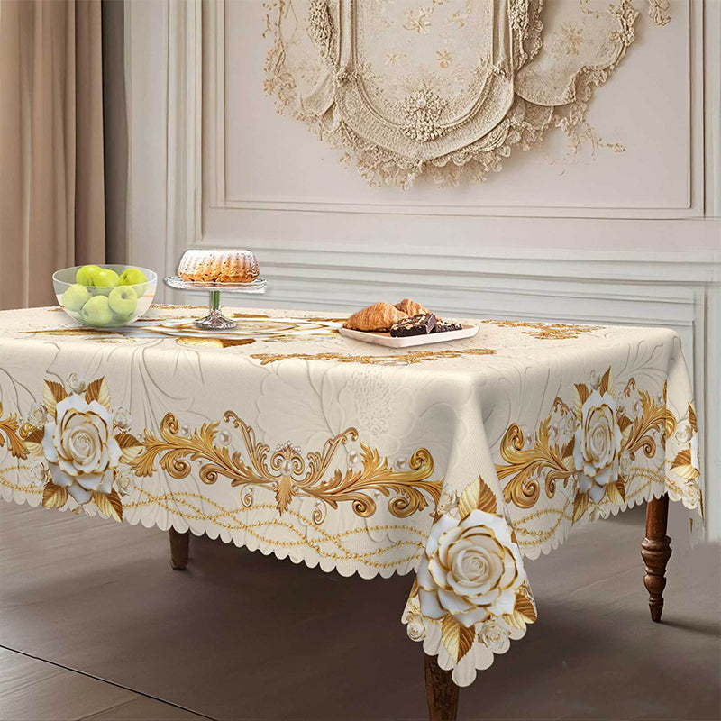 🎉 2026 Sale — Over 58,000 Sold!🌹Waterproof Gold Rose Tablecloth – Embossed Effect, Stain-Resistant, Elegant ✨