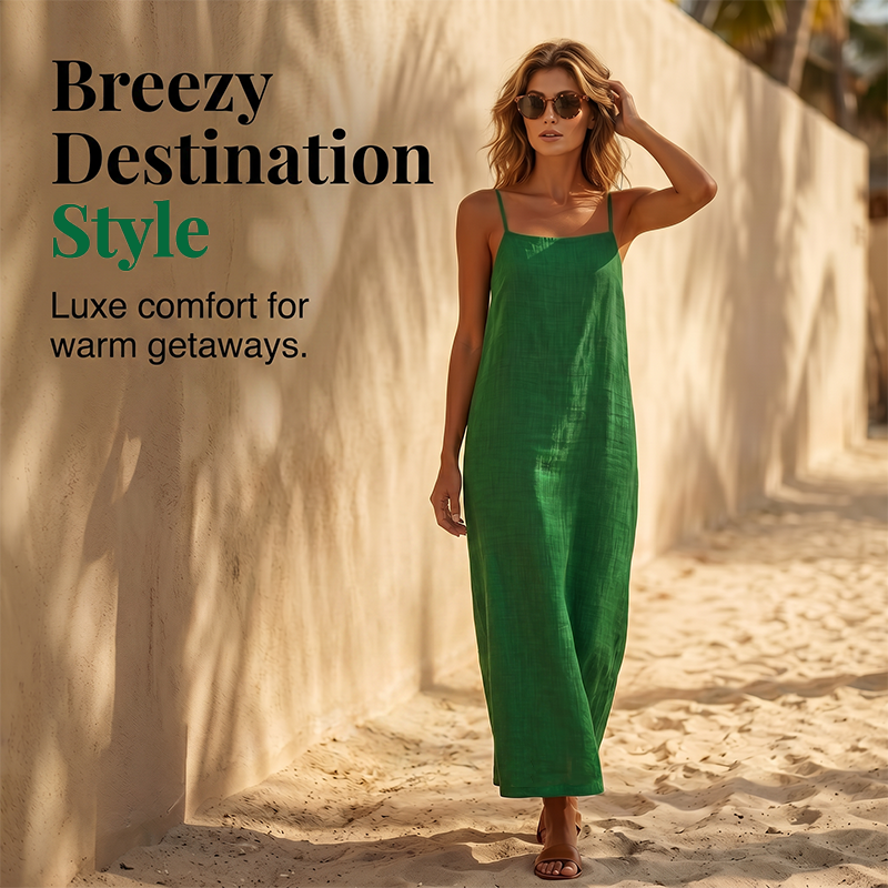 🎉 LIMITED TIME 50% OFF! 👗 Women's Casual Solid Color Slip Dress – Lightweight Cotton Blend & Flowing Maxi Length 🌸