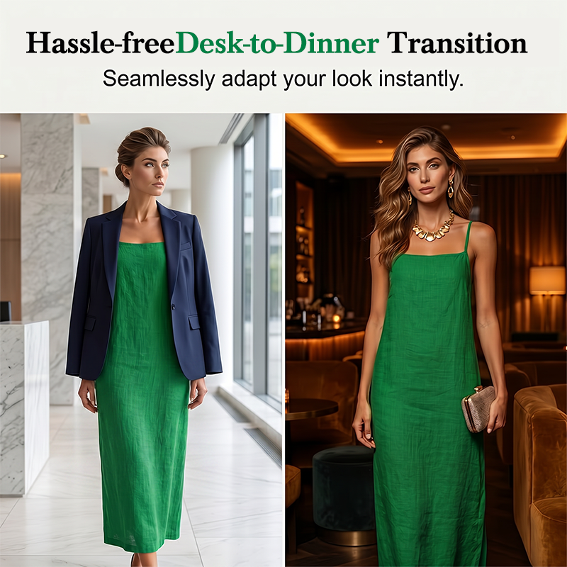 🎉 LIMITED TIME 50% OFF! 👗 Women's Casual Solid Color Slip Dress – Lightweight Cotton Blend & Flowing Maxi Length 🌸
