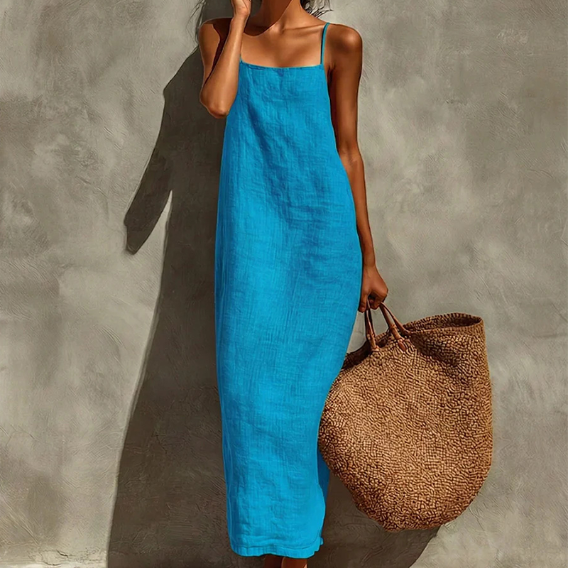 🎉 LIMITED TIME 50% OFF! 👗 Women's Casual Solid Color Slip Dress – Lightweight Cotton Blend & Flowing Maxi Length 🌸