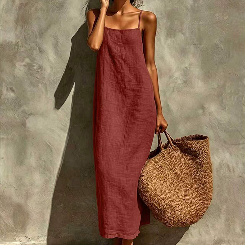 🎉 LIMITED TIME 50% OFF! 👗 Women's Casual Solid Color Slip Dress – Lightweight Cotton Blend & Flowing Maxi Length 🌸