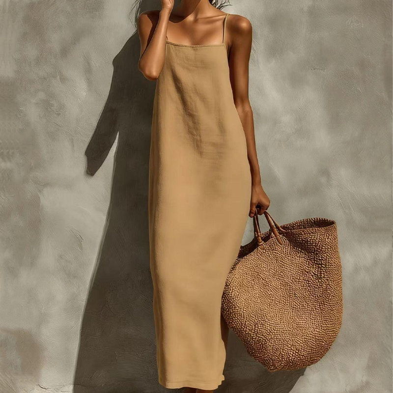 🎉 LIMITED TIME 50% OFF! 👗 Women's Casual Solid Color Slip Dress – Lightweight Cotton Blend & Flowing Maxi Length 🌸