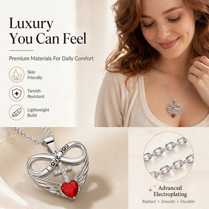 🎉 2026 Sale — Over 36,000 Sold! 💖 Infinity Heart Cross Necklace with Wing Pendant – Faith & Eternal Love ✨