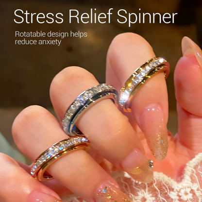 📢📢50% OFF !! ⏰Titanium Steel Rotatable Spinner Ring with Zirconia