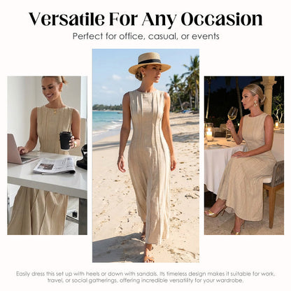 📢📢40% OFF !! ⏰ Women's Sleeveless Pleated Maxi Dress – Flattering A-line – 94K+ sold, perfect for summer or special occasions 🌸🌿☀️