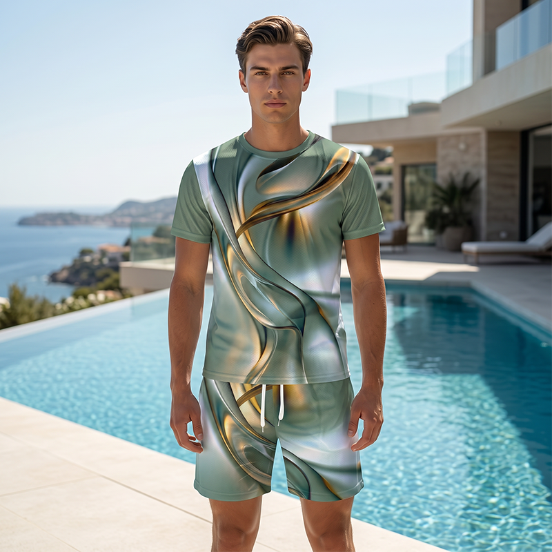 📢📢40% OFF !! ⏰Men's Casual Graphic T-Shirt and Shorts Set