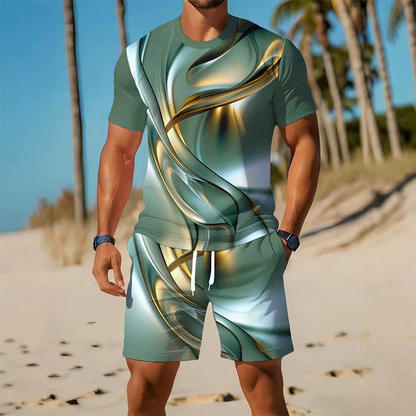 📢📢40% OFF !! ⏰Men's Casual Graphic T-Shirt and Shorts Set