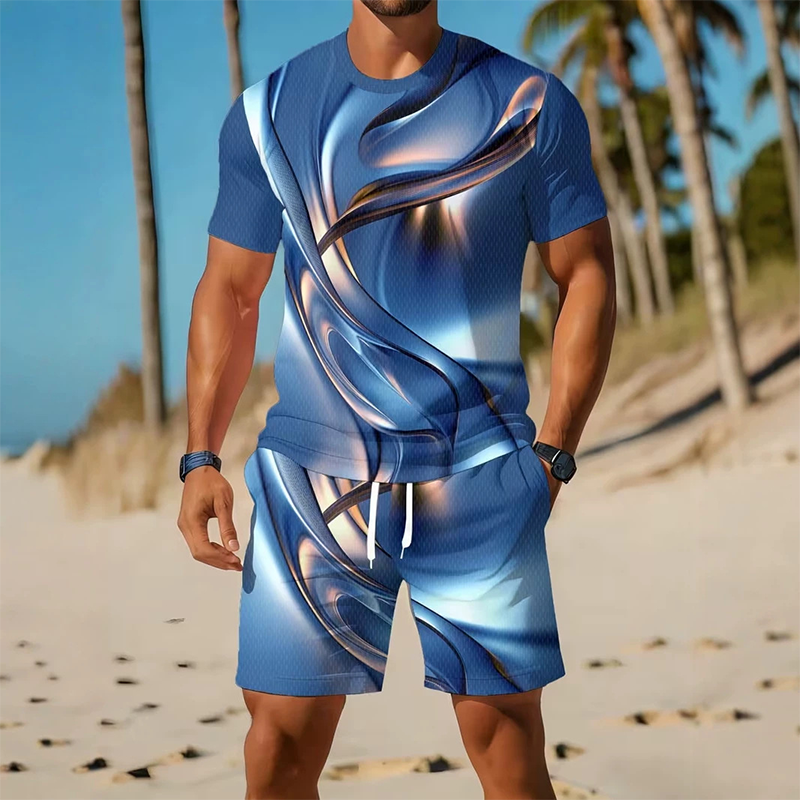 📢📢40% OFF !! ⏰Men's Casual Graphic T-Shirt and Shorts Set