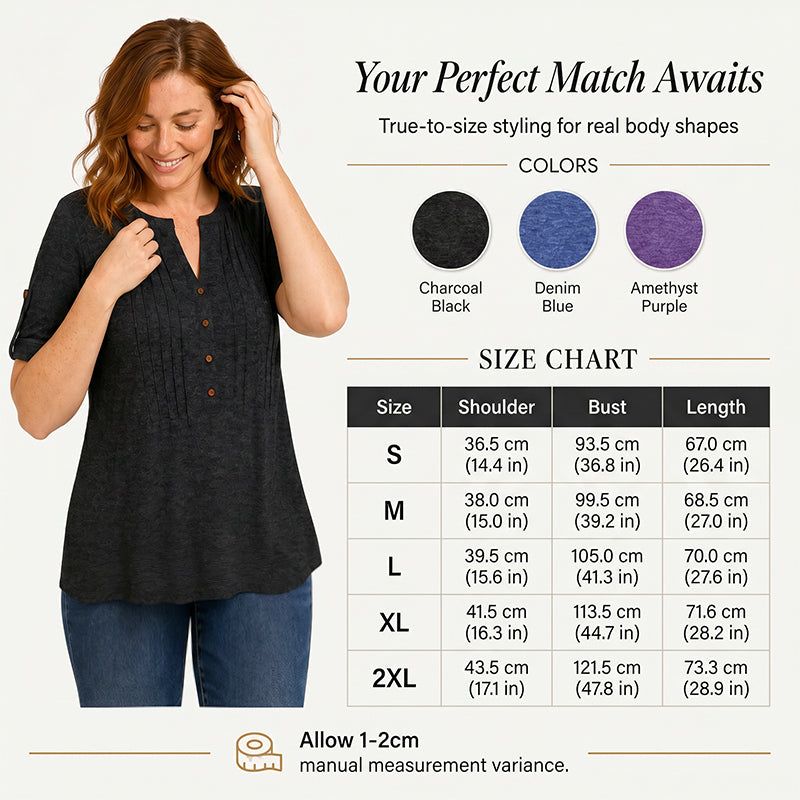 🎉 2026 Sale — Over 47,000 Sold! 👚 V-Neck Pleated Blouse – Graceful ✨