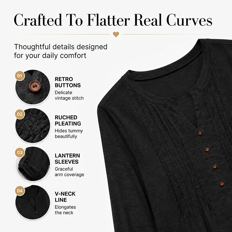 🎉 2026 Sale — Over 47,000 Sold! 👚 V-Neck Pleated Blouse – Graceful ✨